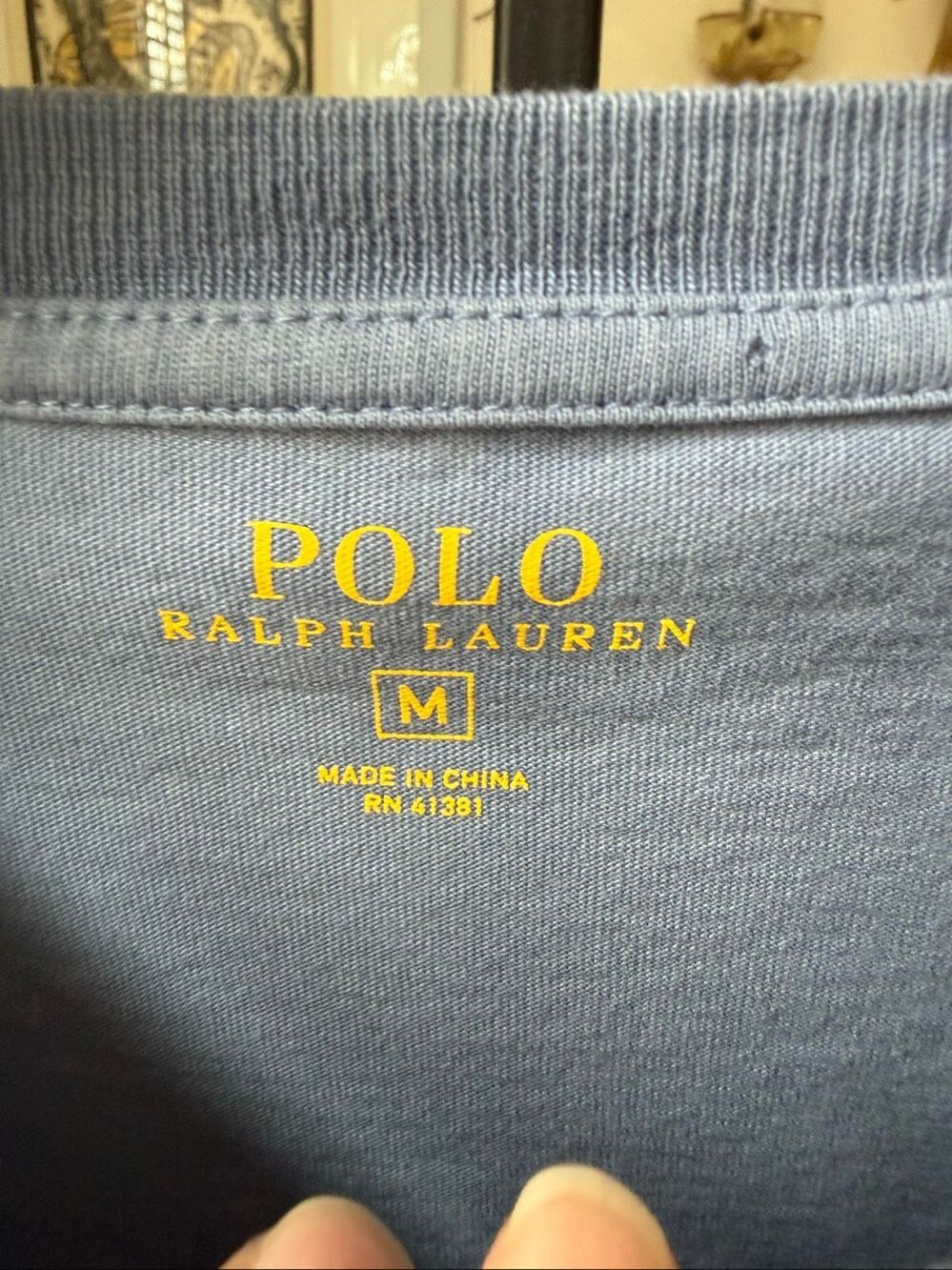 Polo Ralph Lauren Medium Blue Pocket Long Sleeve TShirt M - Picture 6 of 6